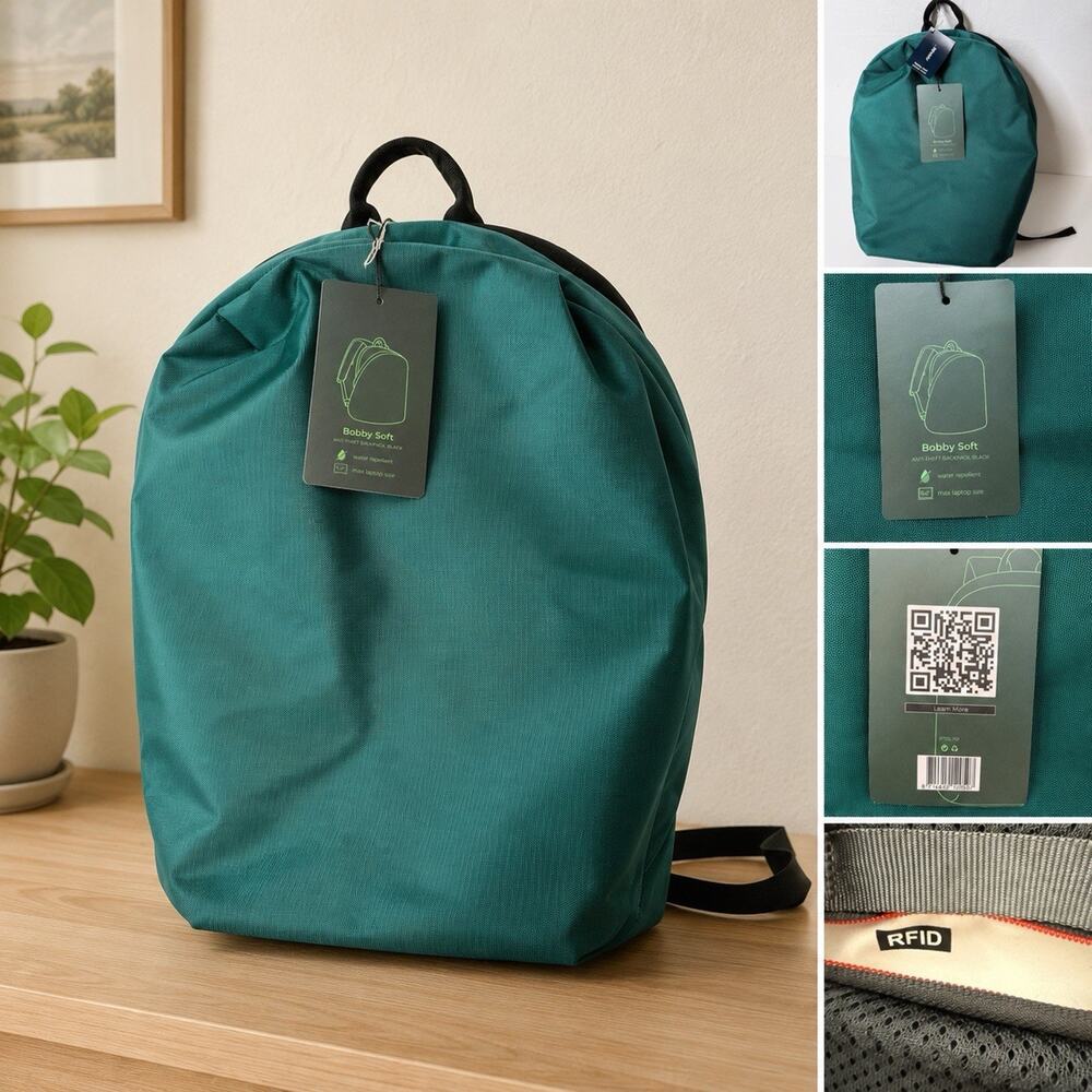 XD Design Bobby Soft Anti-Theft Backpack Teal Green RFID Water Repellent Laptop